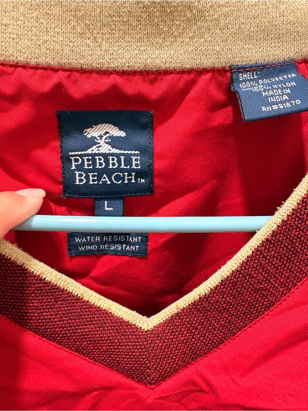 Pebble Beach Red Pullover with Cream Trim